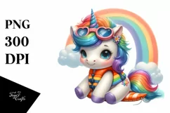 Unicorn Life Vest Rainbow Clipart Product Image 1