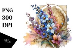 Abstract Pastel Wooden Stained Delphinium PNG Product Image 1