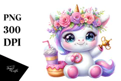 Smiling Baby Unicorn PNG Product Image 1