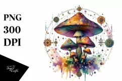 Vibrant Magical Celestial Mushroom, High-Res PNG Product Image 1