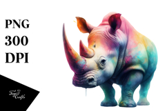 Vibrant Watercolor Pastel Rhino Clipart Product Image 1