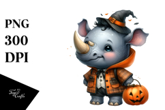 Cute Baby Rhino Dressed for Halloween PNG Product Image 1