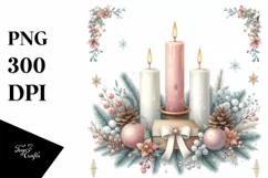 Pastel Christmas Candles PNG Product Image 3