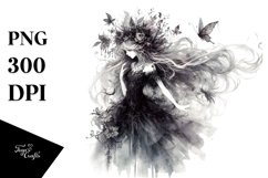 Gothic Fairy Watercolor Washed Elements Clipart Product Image 3