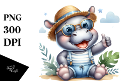 Energetic Baby Hippo PNG Product Image 1