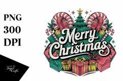 Retro Merry Christmas Clipart PNG Product Image 5