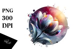 Glossy Tulip with Watercolor Splash | Sublimation | Clipart Product Image 3