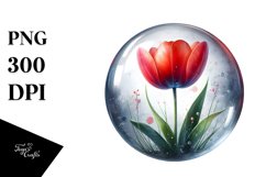 Glossy Tulip with Watercolor Splash | Sublimation | Clipart Product Image 3