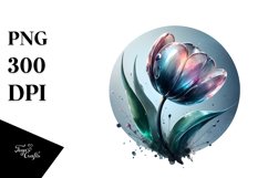 Glossy Tulip with Watercolor Splash | Sublimation | Clipart Product Image 3