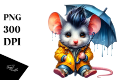 Watercolor Vibrant Drawing of a Cute Baby Mouse Sitting, Product Image 1