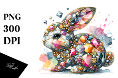Colorful Bunny made of Diamonds on Splashy Background, PNG Product Image 1