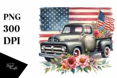 Watercolor Vintage Pickup Truck Product Image 1