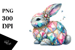 Colorful Bunny Made of Diamonds, PNG Product Image 1