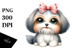 Watercolor Cute Cartoon Havanese PNG Product Image 1