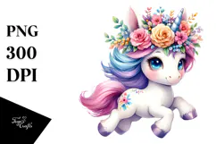 Baby Unicorn Jumping PNG Product Image 1