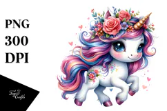 Baby Unicorn Running PNG Product Image 1