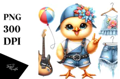 Cute Baby Chicken on Beach, PNG Product Image 1