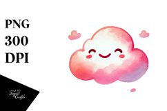 Simple Pinkish Smiling Cloud PNG Product Image 1