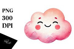 Simple Pinkish Smiling Cloud PNG Product Image 1