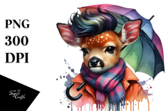 Aggressive Deer with Cool Haircut, Umbrella Theme, PNG Product Image 1