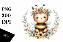 Baby Bee with Floral Wreath Clipart Product Image 3