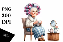 Lady Tea Cup & Hair Curlers Scene Product Image 3
