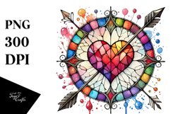 Watercolor Stained Hearth with Arrow, PNG Product Image 1