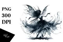 Washed Watercolor Gothic Fairy Running PNG Product Image 3