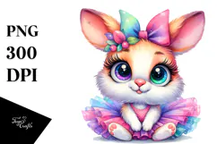 Cheerful Baby Rabbit with Tutu PNG Product Image 1