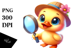 Smiling Cute Duck Magnifying PNG Product Image 1