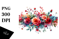 Abstract Frame with Red Roses PNG Product Image 1