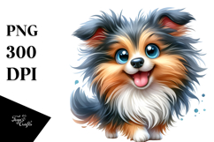 Watercolor Cute Shetland Sheepdog, Transparent PNG Product Image 1