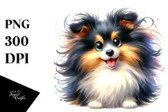 Cute Cartoon Shetland Sheepdog, PNG Product Image 1