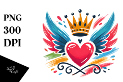 Colorful Paintbrush Winged Heart PNG Product Image 1