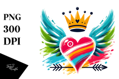Colorful Crown Heart PNG Product Image 1