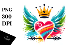 Colorful Crown Heart PNG Product Image 1