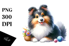 Cute Cartoon Shetland Sheepdog PNG Product Image 1