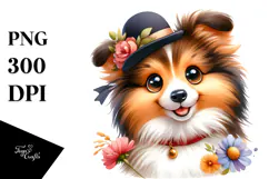 Cute Cartoon Shetland Sheepdog PNG Product Image 1