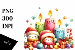 Vibrant Christmas Candles PNG Product Image 1