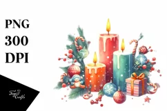 Vibrant Christmas Candles PNG Product Image 3