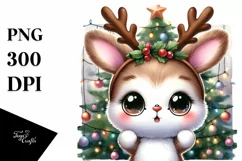 Cute Bunny with Reindeer Horns PNG Product Image 3