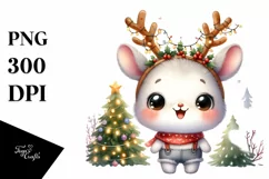 Cute Bunny with Reindeer Horns PNG Product Image 1