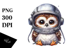 Energetic Baby Owl with Astronaut Helmet, High-Res PNG Product Image 1