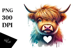 Colorful Highland Calf, PNG Product Image 1