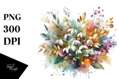 Abstract Colorful Watercolor Bouquet, Transparent PNG Product Image 1