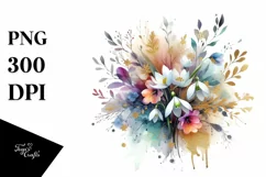 Colorful Bouquet Gold Foil Clipart Product Image 1