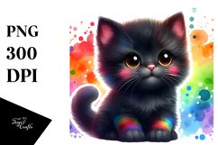 Cute Baby Black Cat in the Style of | Sublimation Clipart Product Image 3