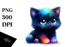 Cute Baby Black Cat in the Style of | Sublimation Clipart Product Image 1