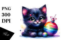 Cute Baby Black Cat in the Style of | Sublimation Clipart Product Image 3