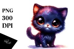Cute Baby Black Cat in the Style of | Sublimation Clipart Product Image 3